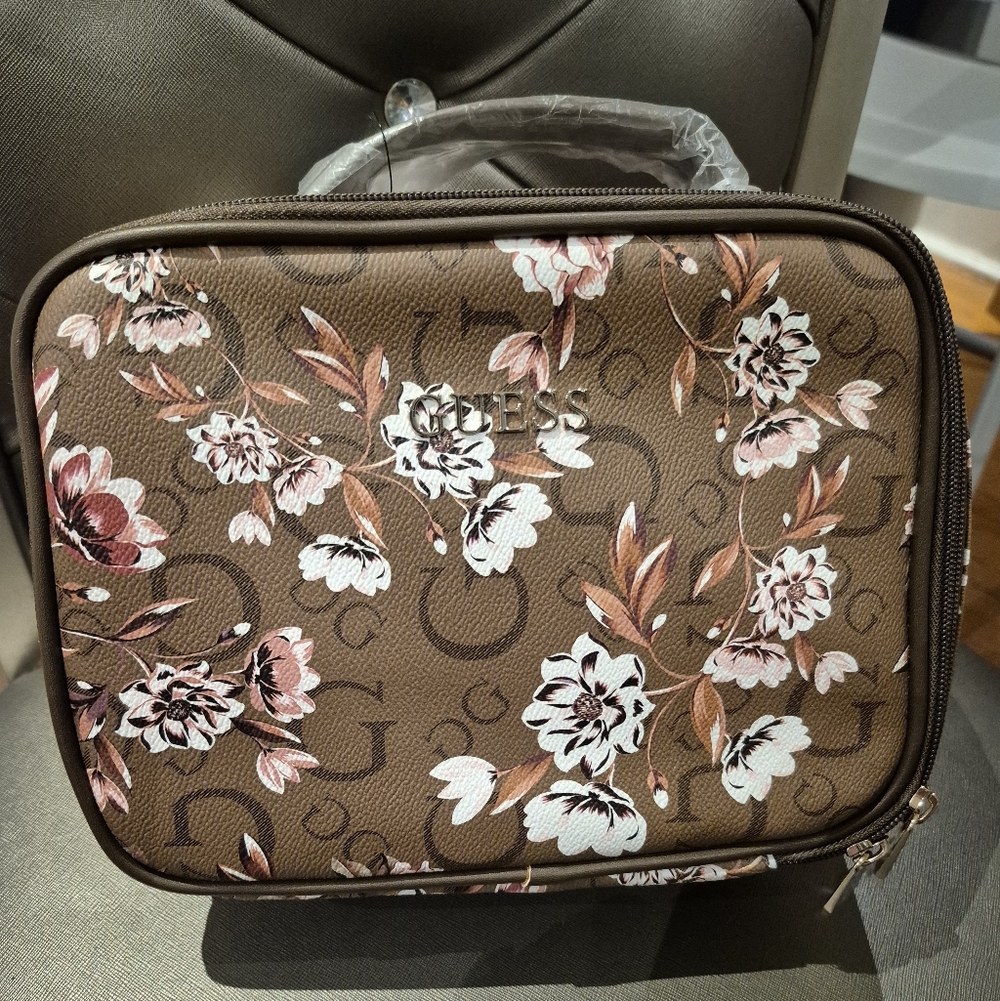 Guess Brown and Pink Floral Pouch